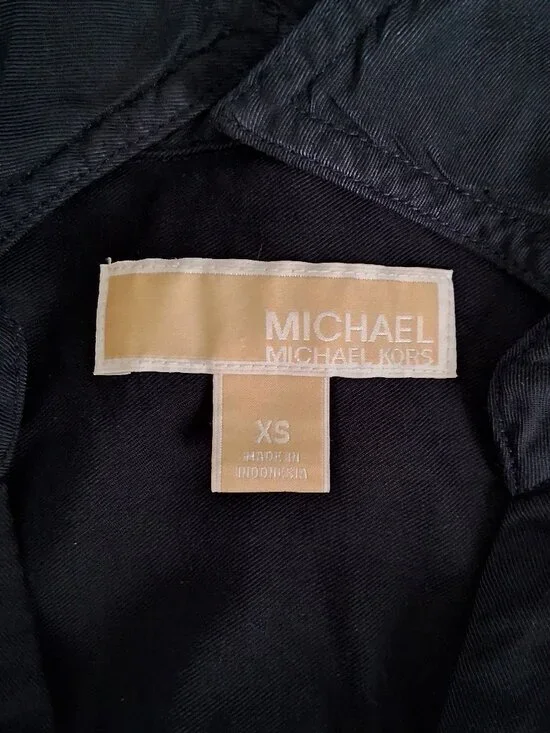 Michael Kors Navy Blue Shirt Dress - Gold Buttons - Picture 3 of 10